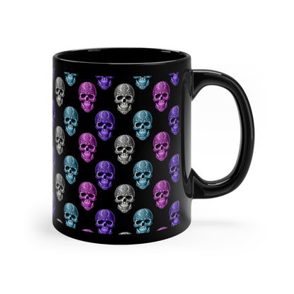 Tribal tattoo skull design black mug