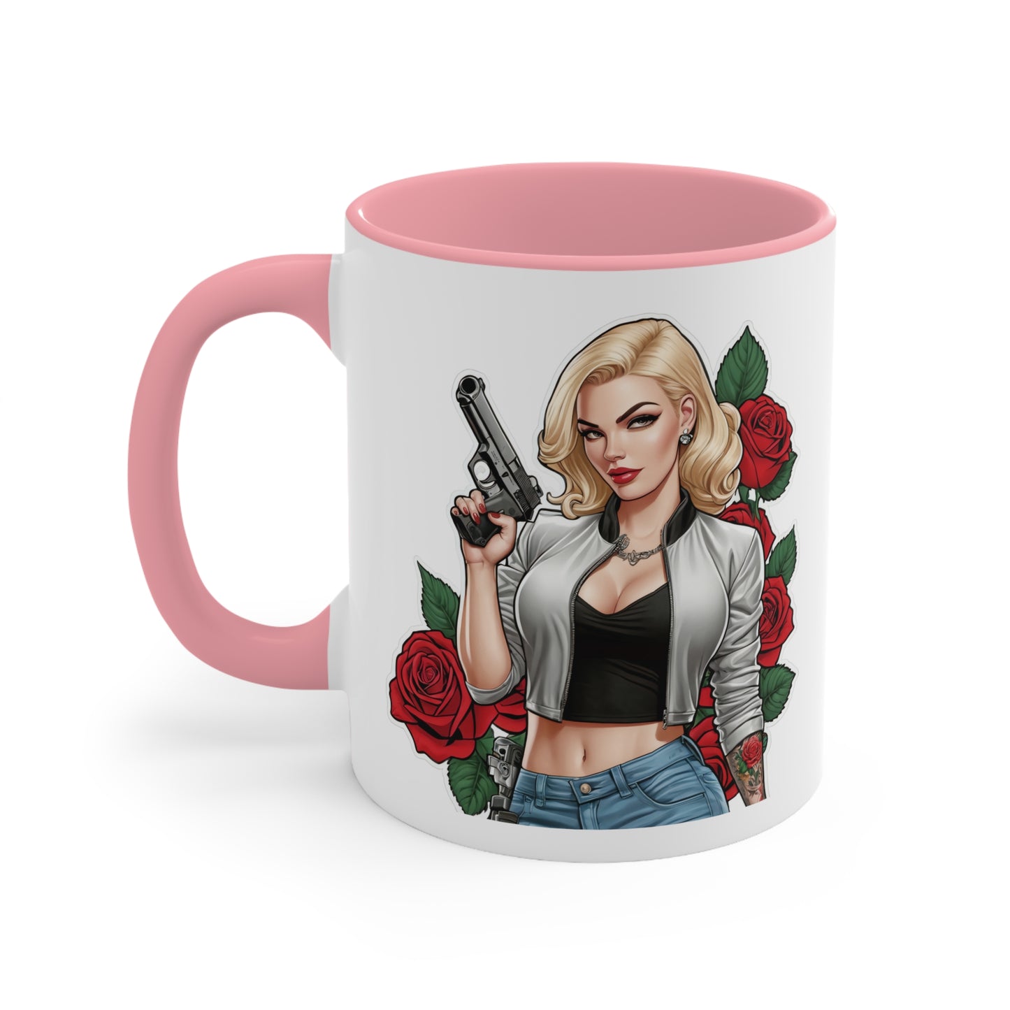 Dangerous blonde tattoo style mug