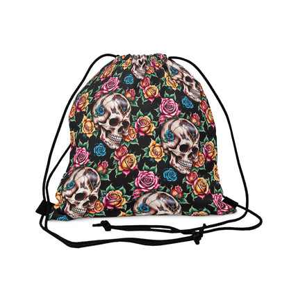 Tattoo printed  drawstring bag (skull and roses) colorful design