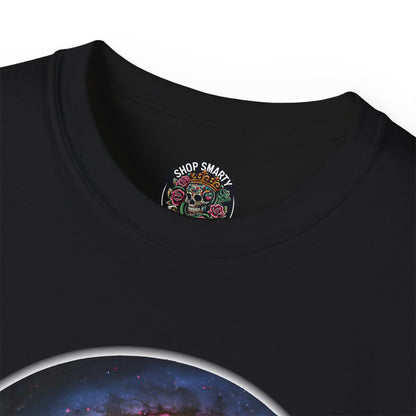 Cotton T-Shirt with Spiraling Galaxy Design