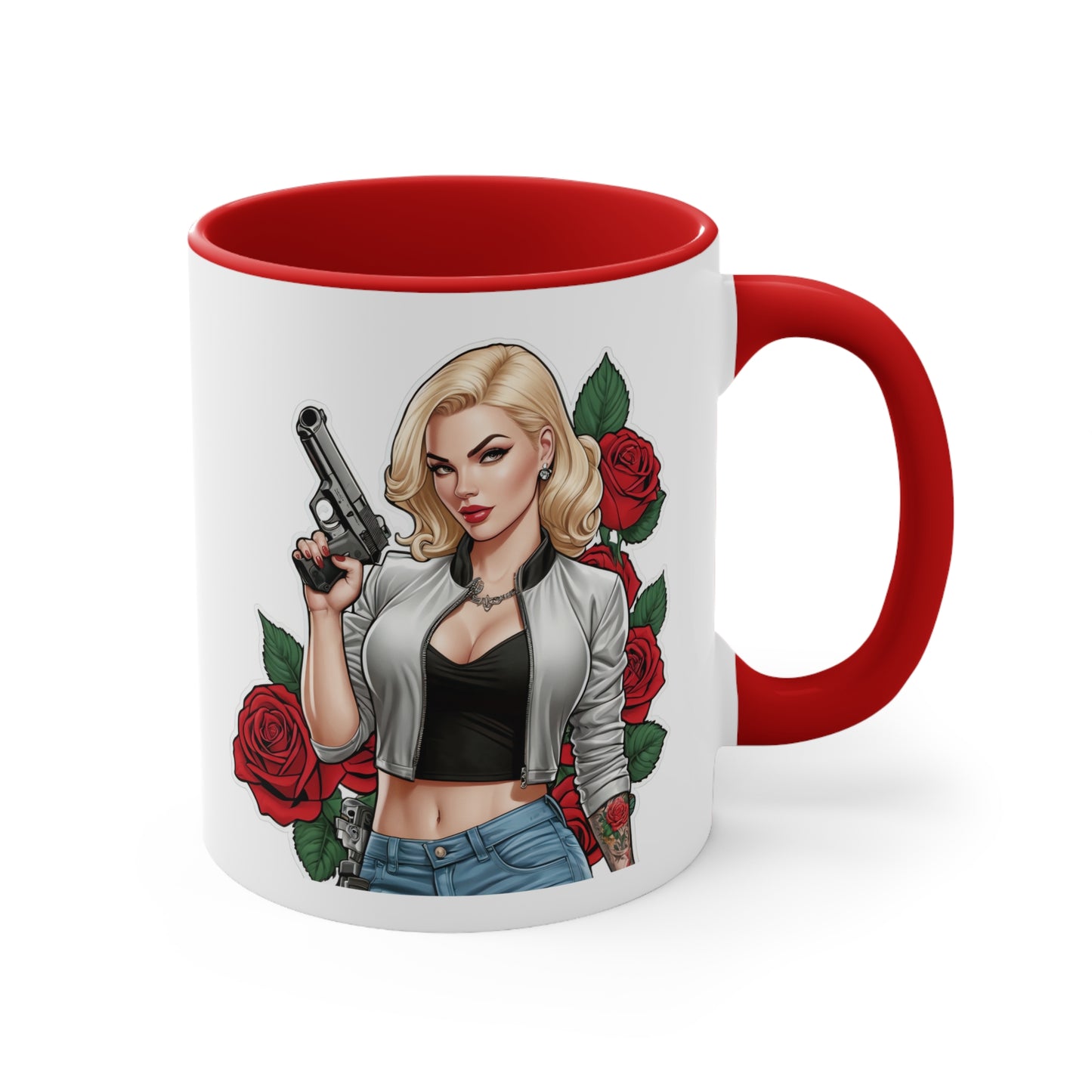 Dangerous blonde tattoo style mug