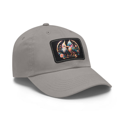 Dad Hat with Bird Design Print on Leather Patch