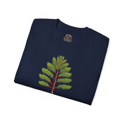 Cotton T-Shirt a Pine Tree and "Plant a Tree" Text Printed on the Front Side