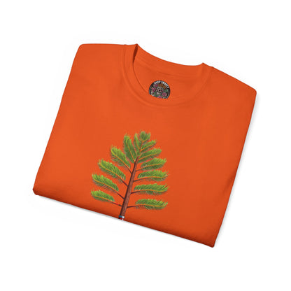 Cotton T-Shirt a Pine Tree and "Plant a Tree" Text Printed on the Front Side