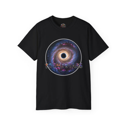 Cotton T-Shirt with Spiraling Galaxy Design