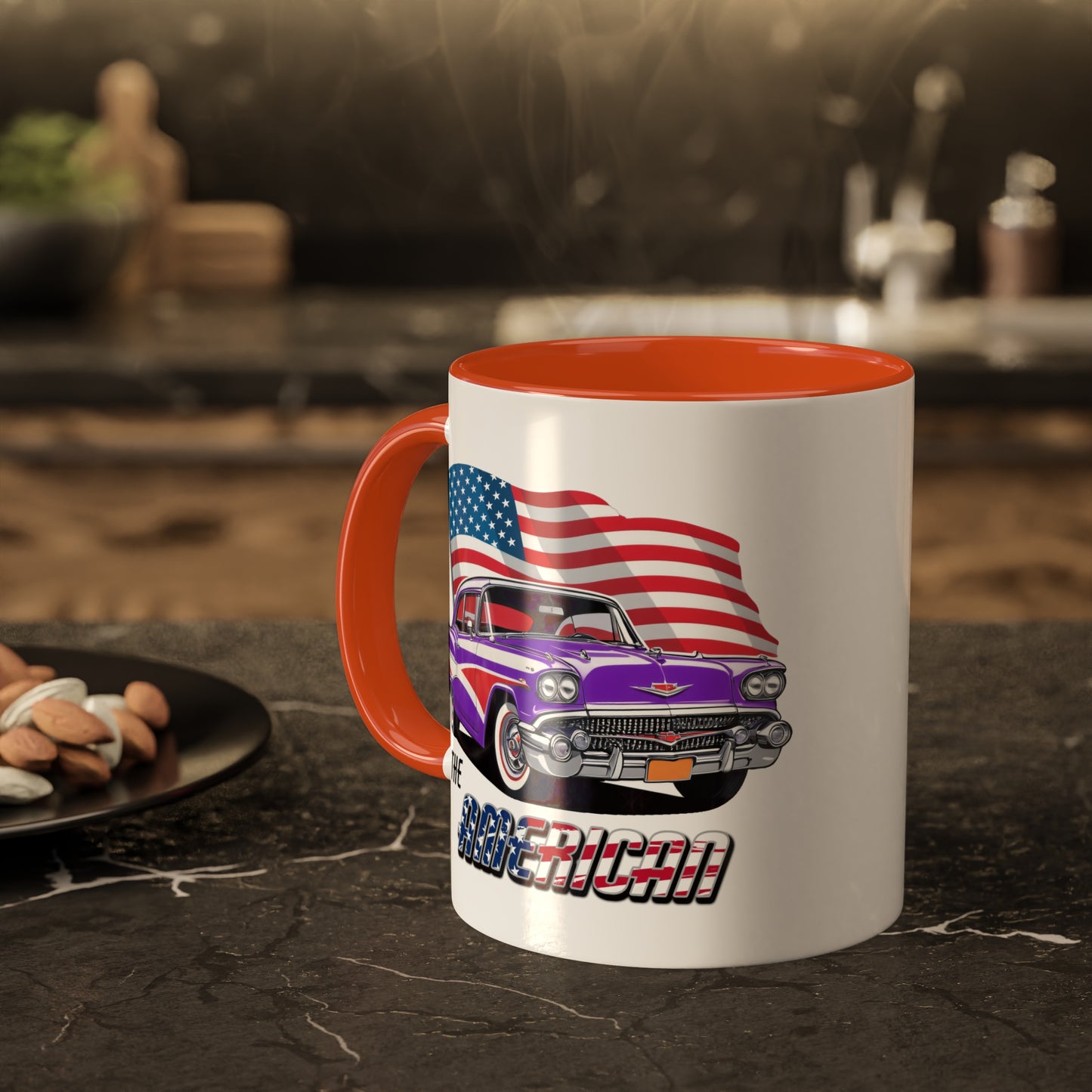 Retro American muscle car printed on mug