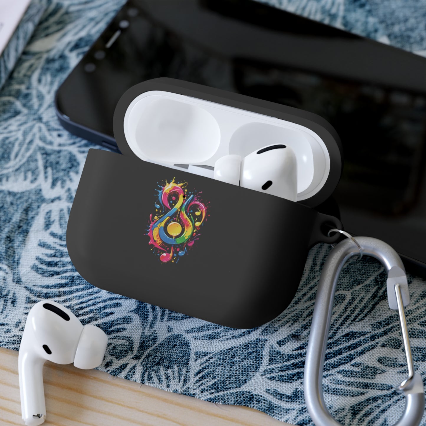 AirPods and AirPods Pro Case Cover with Graffiti Style Colorful Musical Notation Inspired Symbols