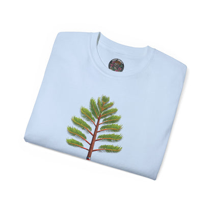 Cotton T-Shirt a Pine Tree and "Plant a Tree" Text Printed on the Front Side