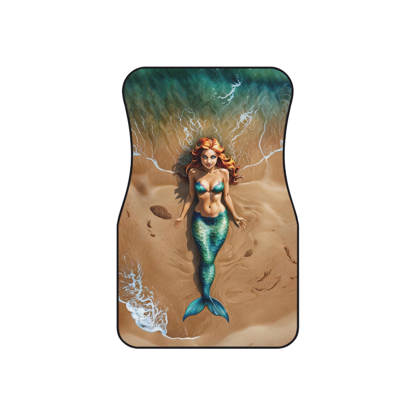 Car Mats (2x Front) with Mermaid on the Beach Design