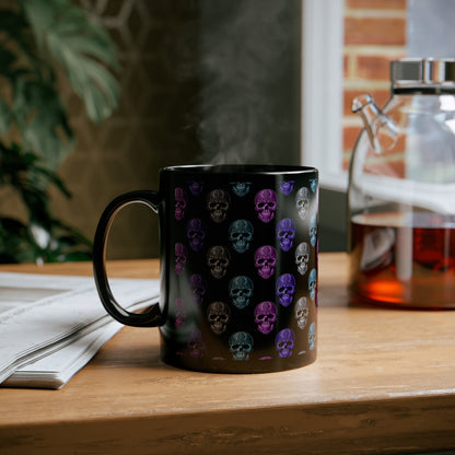 Tribal tattoo skull design black mug