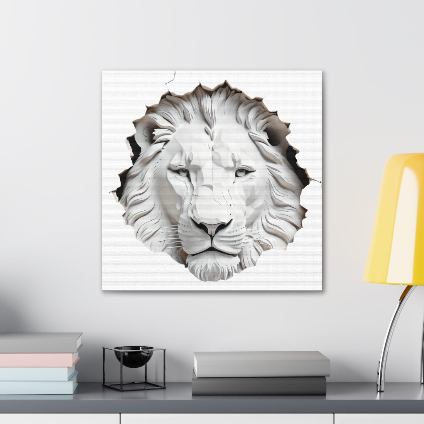 Canvas Gallery Wraps with White Lion Print