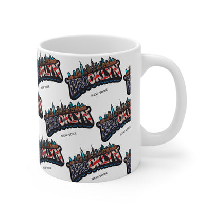 Brooklyn New York logo printed white mug