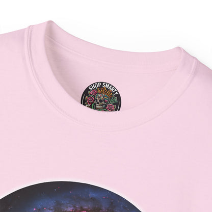 Cotton T-Shirt with Spiraling Galaxy Design