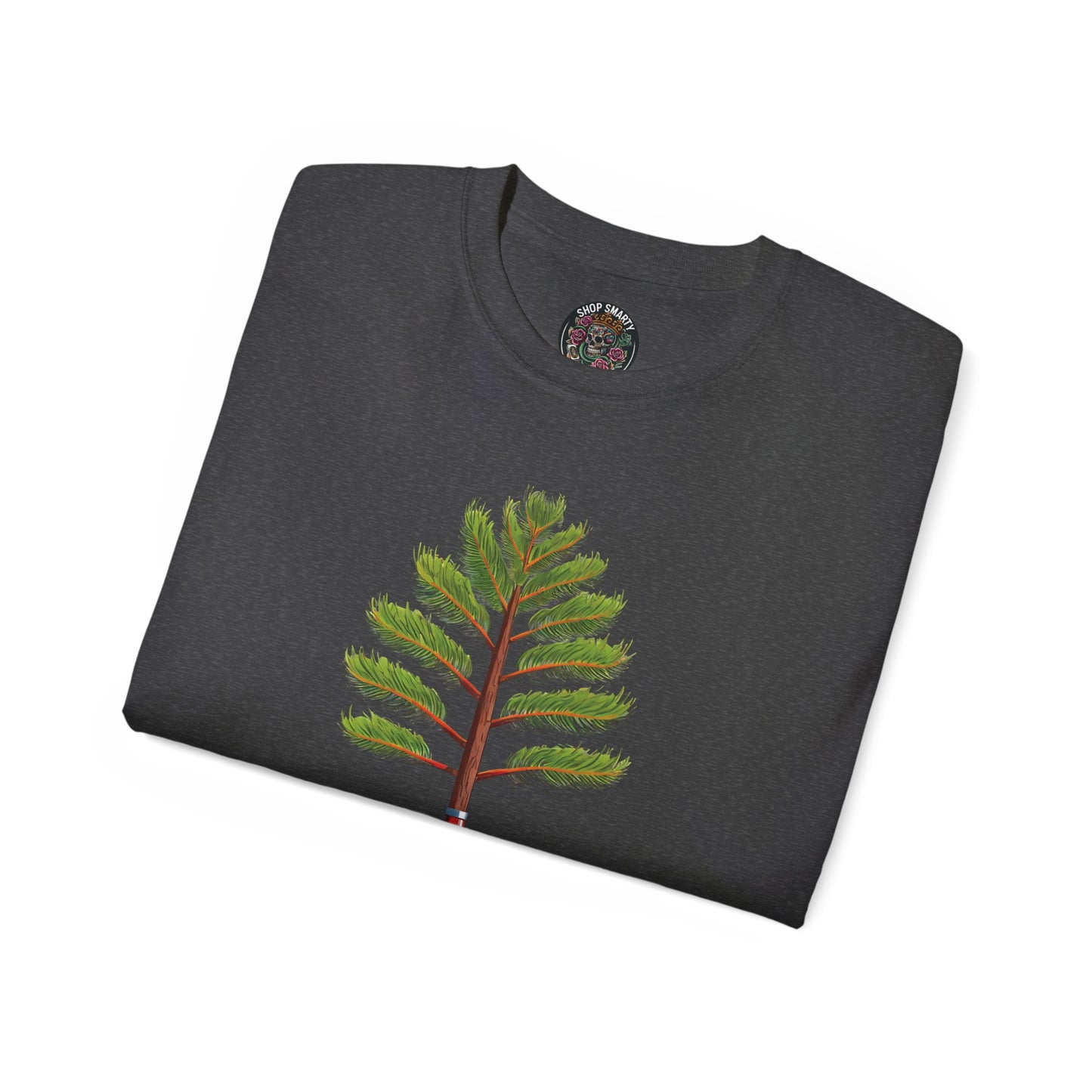 Cotton T-Shirt a Pine Tree and "Plant a Tree" Text Printed on the Front Side