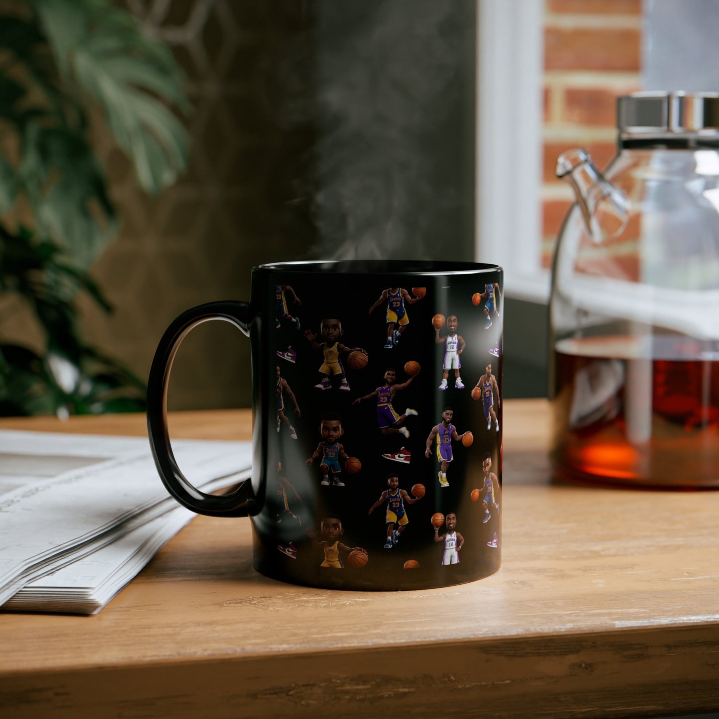 Basketball players design black ceramic Mug