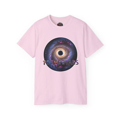 Cotton T-Shirt with Spiraling Galaxy Design