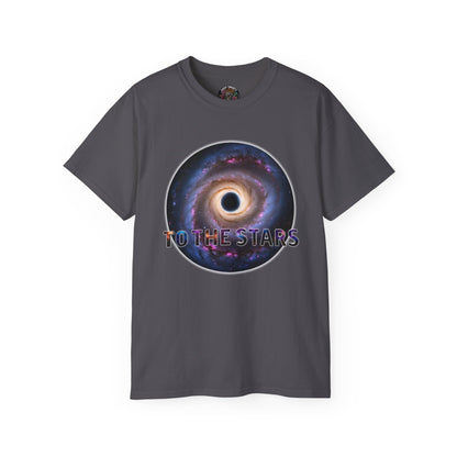 Cotton T-Shirt with Spiraling Galaxy Design