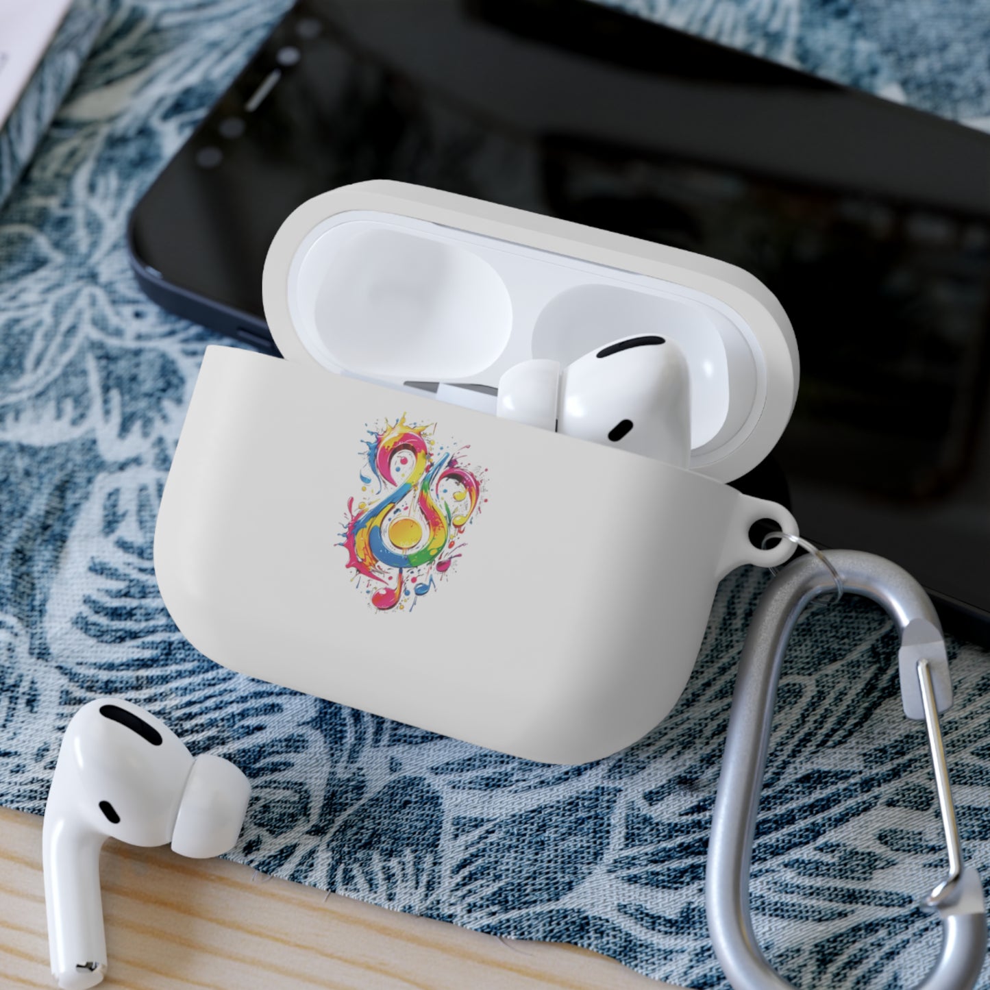 AirPods and AirPods Pro Case Cover with Graffiti Style Colorful Musical Notation Inspired Symbols