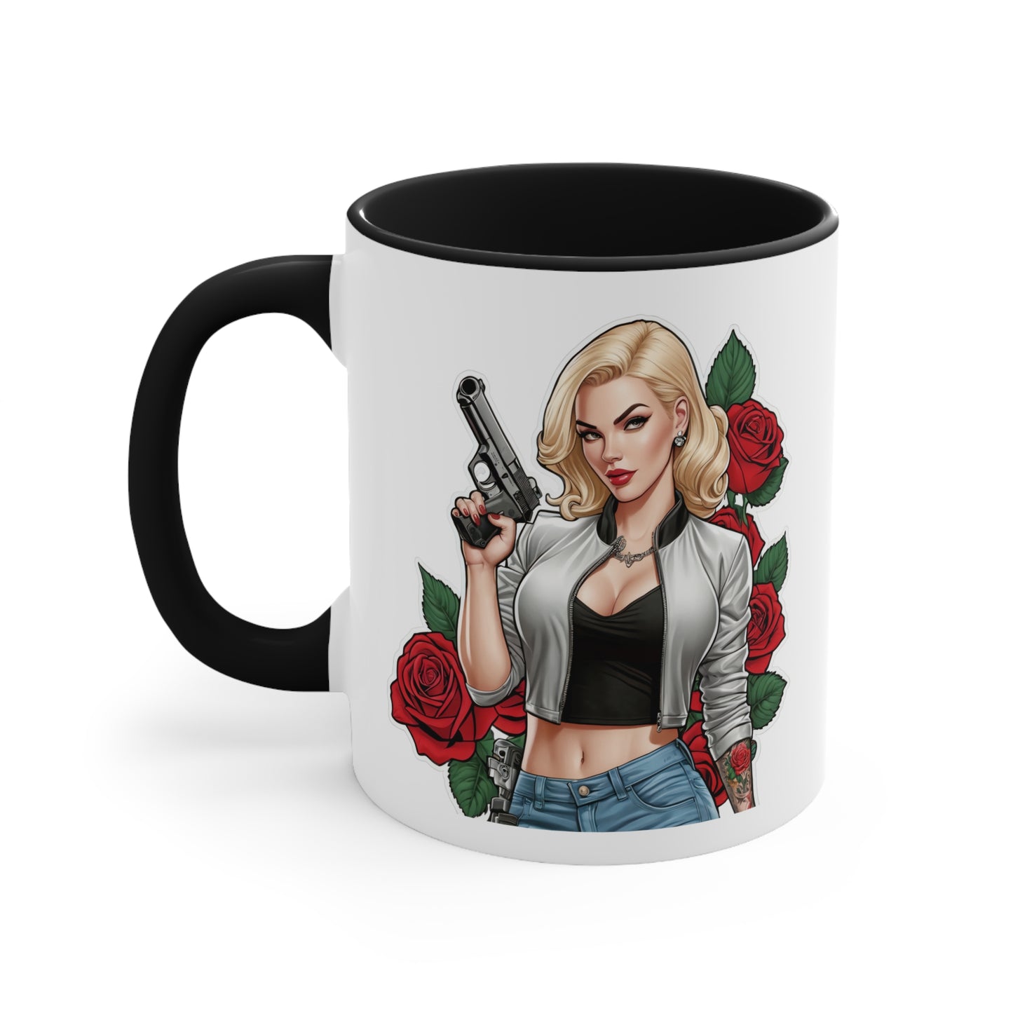 Dangerous blonde tattoo style mug