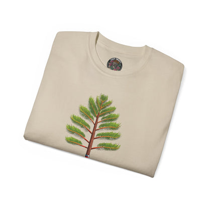 Cotton T-Shirt a Pine Tree and "Plant a Tree" Text Printed on the Front Side