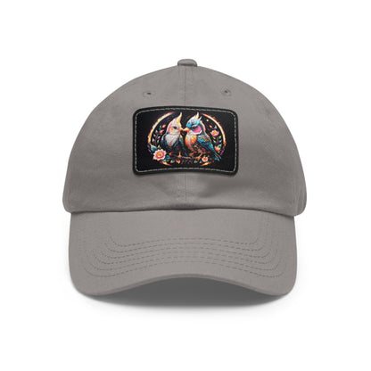 Dad Hat with Bird Design Print on Leather Patch