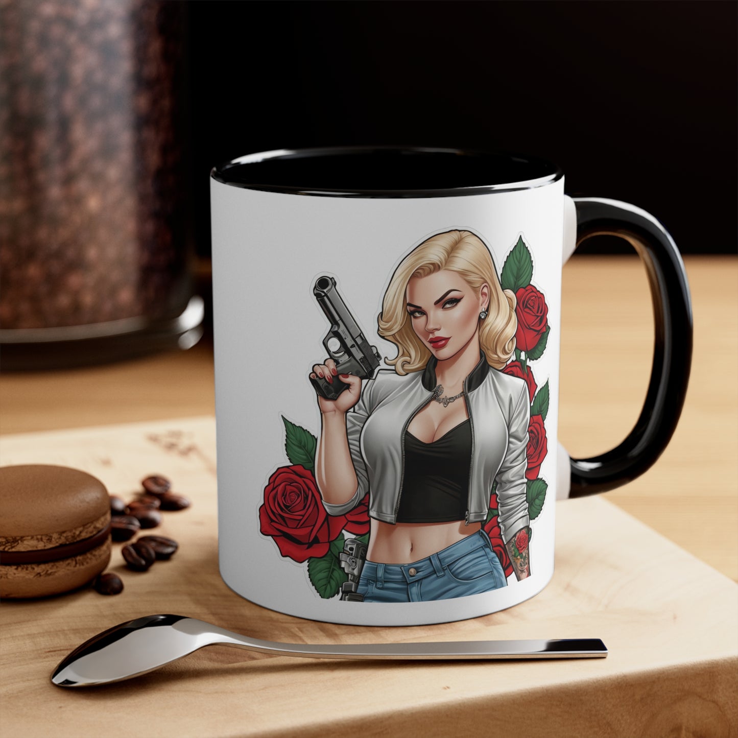 Dangerous blonde tattoo style mug