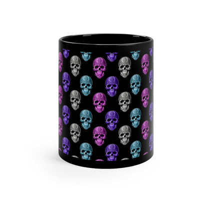 Tribal tattoo skull design black mug