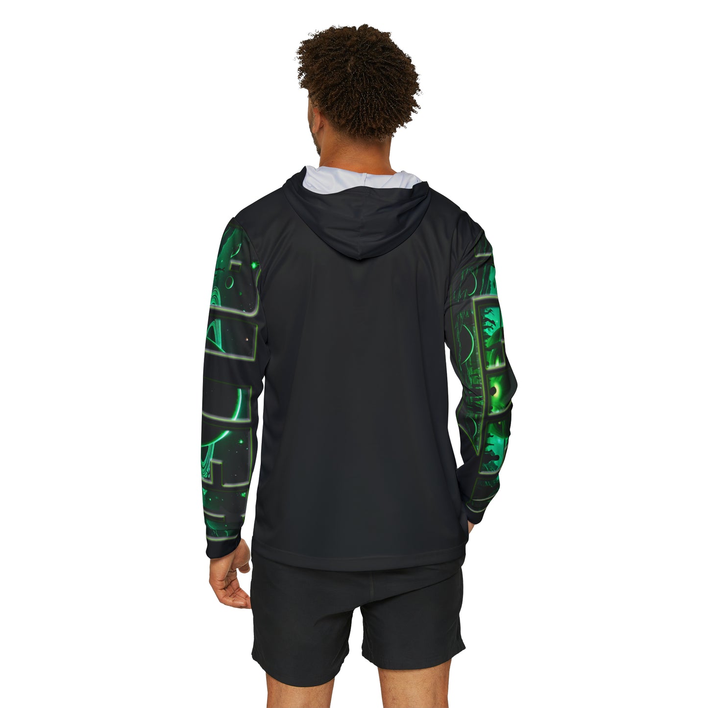 Alien design men's black sports warmup Hoodie