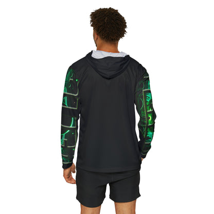 Alien design men's black sports warmup Hoodie