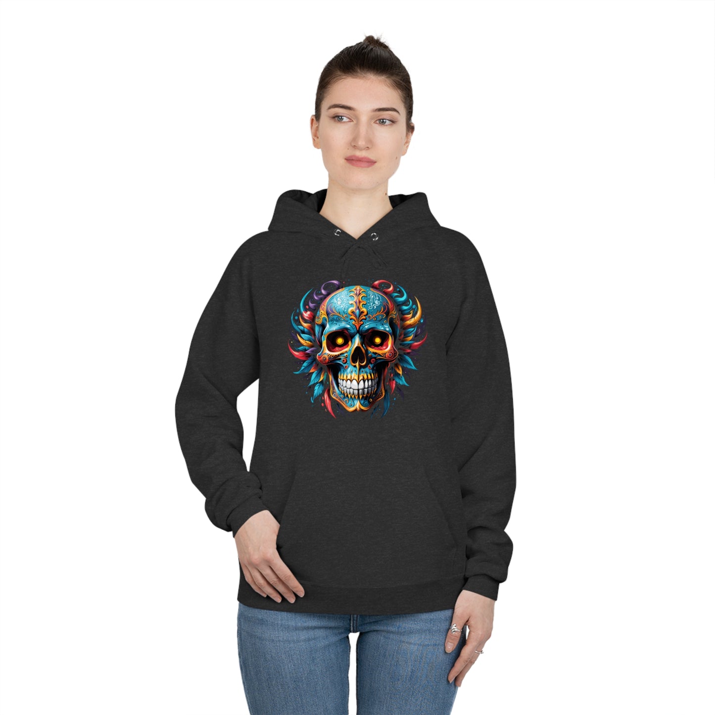 Tattoo Style Skull Printed unisex pullover hoodie sweatshirt - EcoSmart