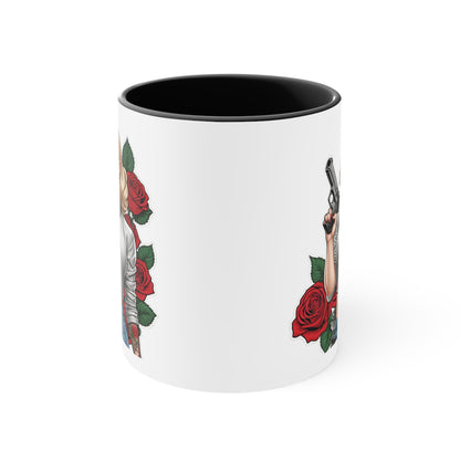 Dangerous blonde tattoo style mug