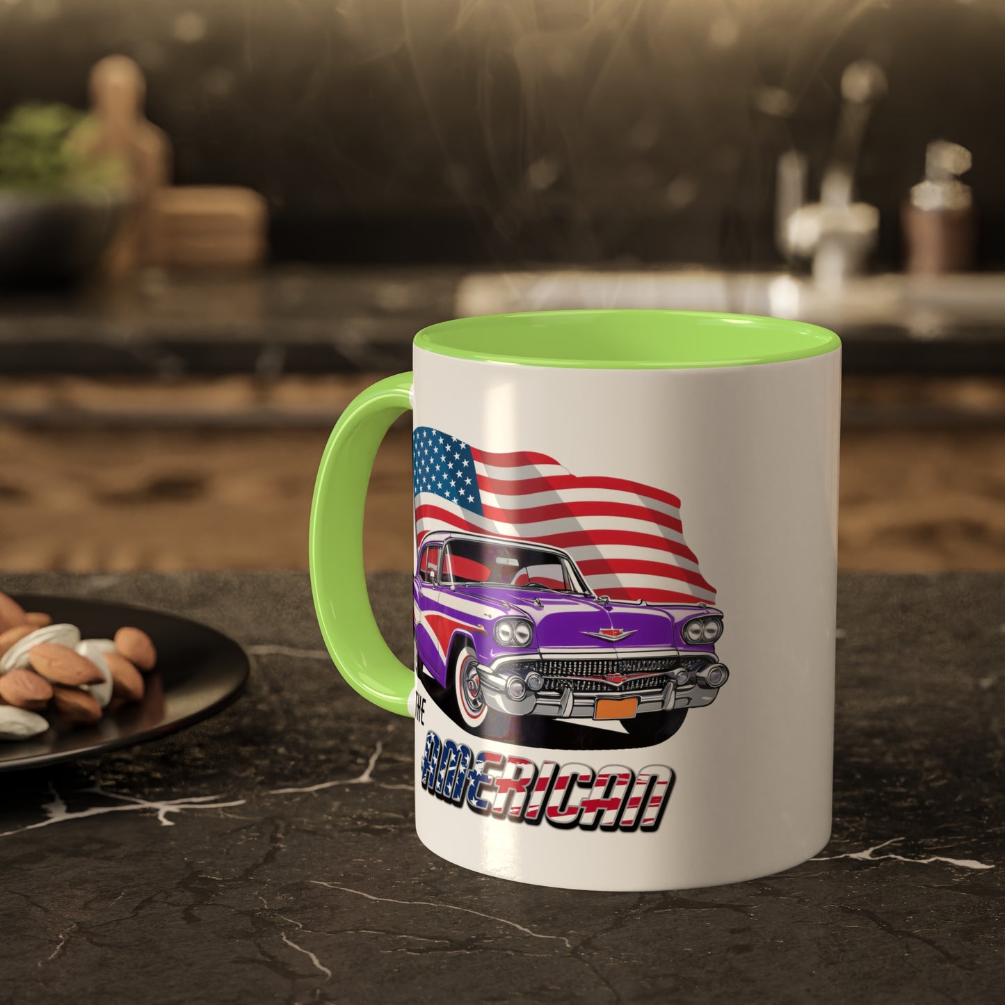 Retro American muscle car printed on mug