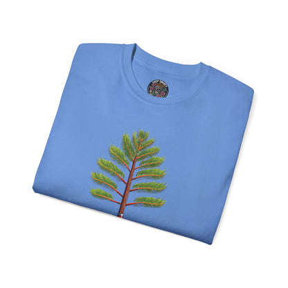 Cotton T-Shirt a Pine Tree and "Plant a Tree" Text Printed on the Front Side