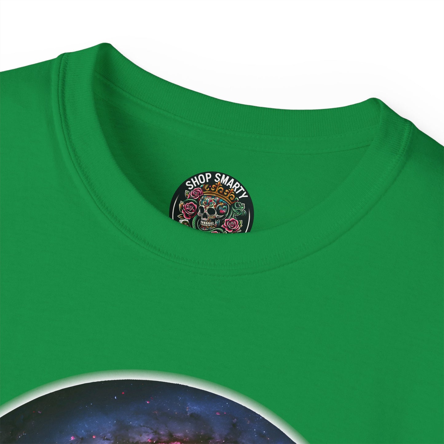 Cotton T-Shirt with Spiraling Galaxy Design