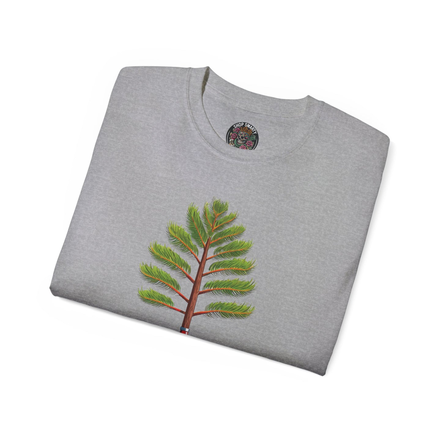 Cotton T-Shirt a Pine Tree and "Plant a Tree" Text Printed on the Front Side