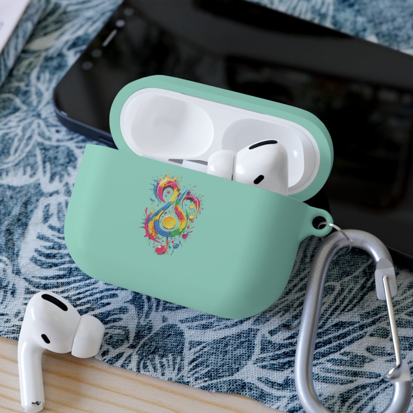 AirPods and AirPods Pro Case Cover with Graffiti Style Colorful Musical Notation Inspired Symbols