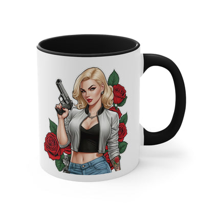 Dangerous blonde tattoo style mug