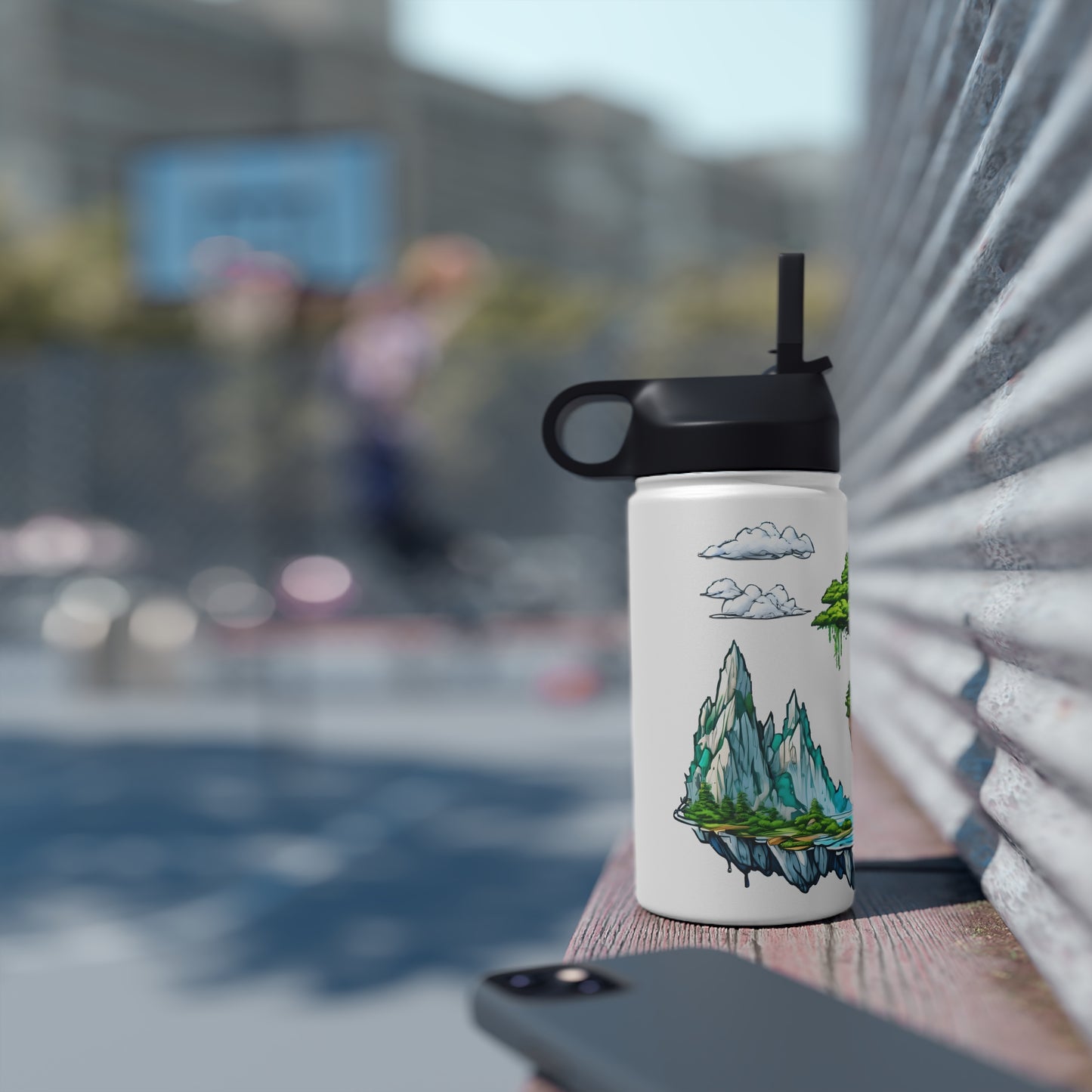 Stainless Steel Water Bottle, with Island in the Sky Design