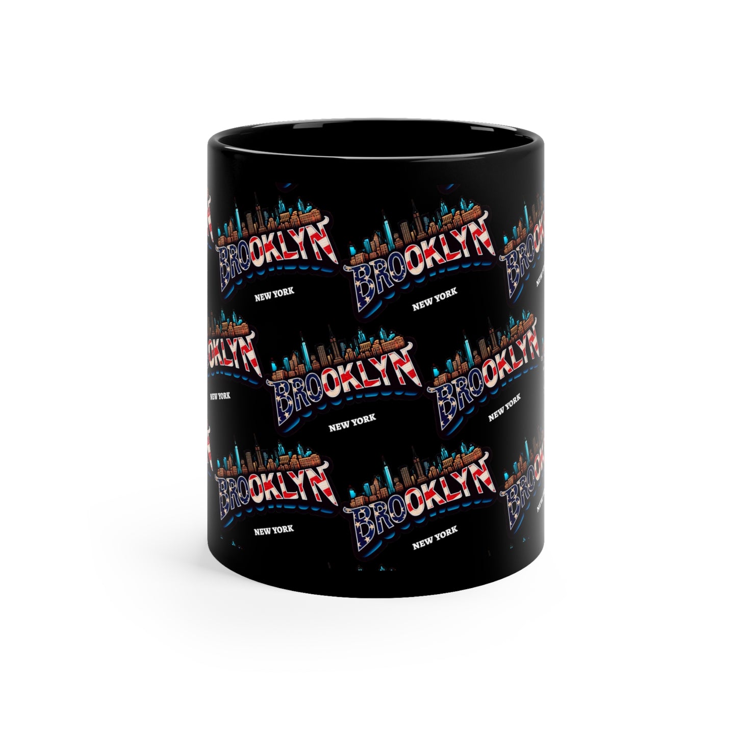 Brooklyn New York logo printed black mug