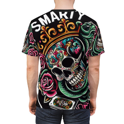 ShopSmarty logo printed t-shirt black tattoo style unisex