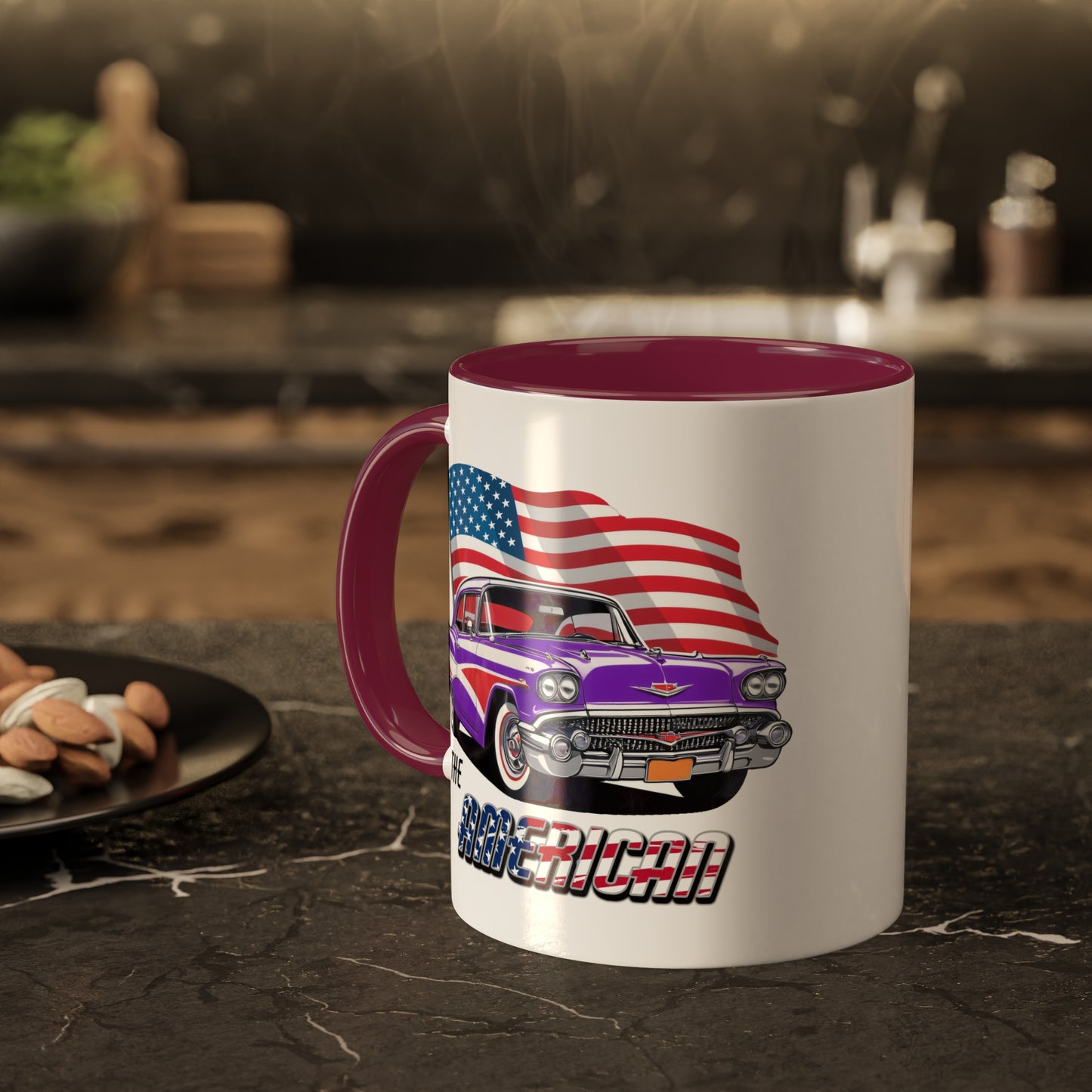 Retro American muscle car printed on mug