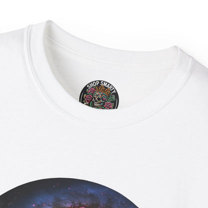 Cotton T-Shirt with Spiraling Galaxy Design