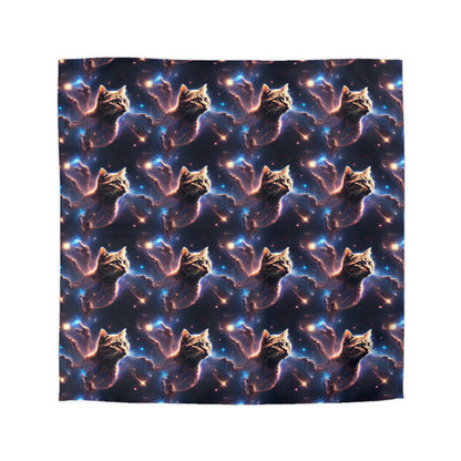 Microfiber Duvet Cover with Cat Nebula Floating in Space Design