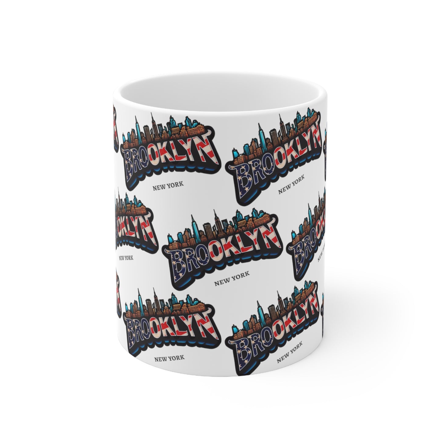 Brooklyn New York logo printed white mug