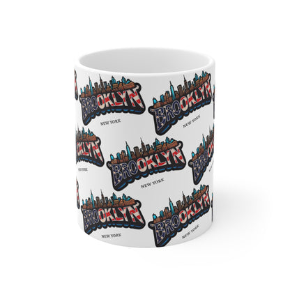 Brooklyn New York logo printed white mug