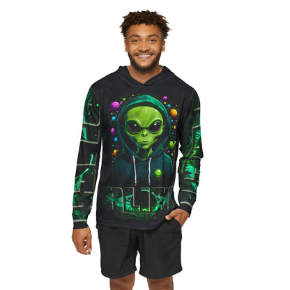 Alien design men's black sports warmup Hoodie