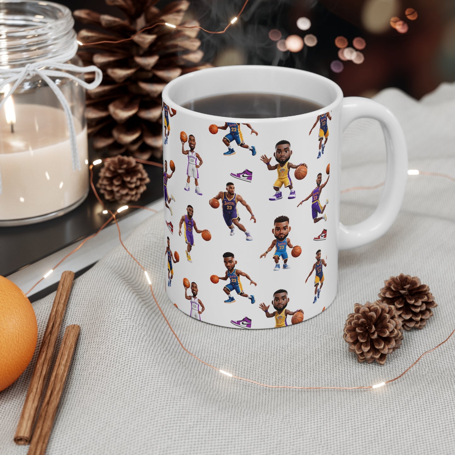 Basketball players design white ceramic Mug