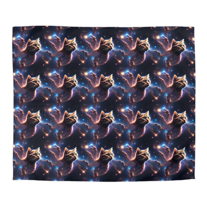 Microfiber Duvet Cover with Cat Nebula Floating in Space Design