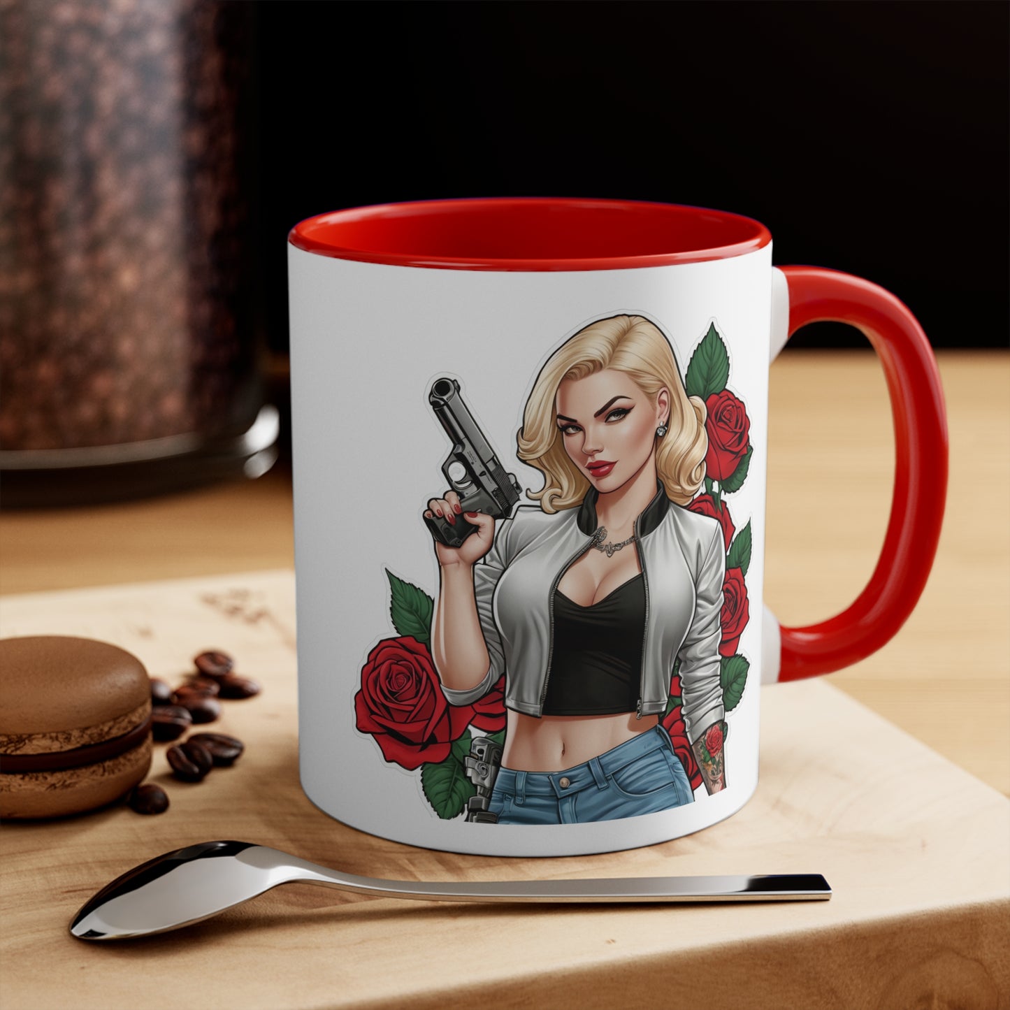 Dangerous blonde tattoo style mug