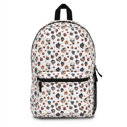 Fancy heads tattoo style seamless tiles backpack